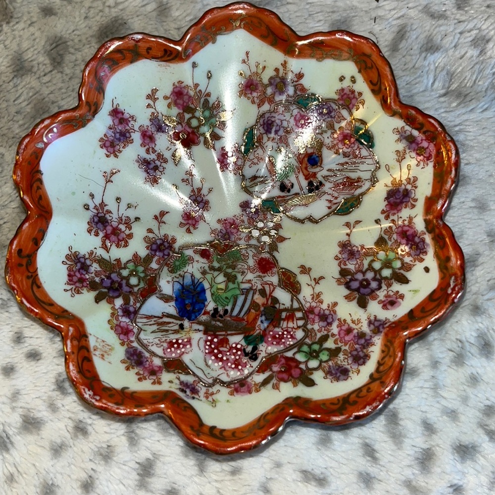 Japanese Antique Handpainted Candy Dish EUC